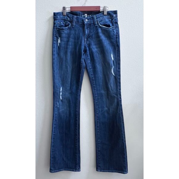 7 For All Mankind Bootcut Women's Jean Size 28 Medium Wash Straight Leg Denim - Picture 1 of 8